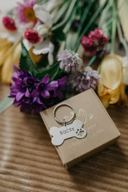 Štítok pre psa/mačku s ručne vyrazeným textom podľa vášho želania (kópia)