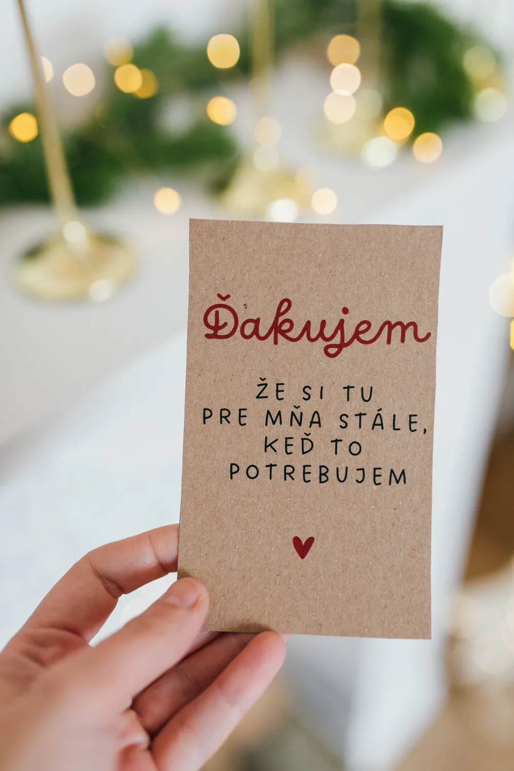 Darčeková kartička „Ďakujem, že si tu pre mňa stále keď to potrebujem“